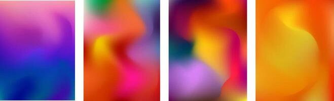 A collection of colorful juicy covers created with gradient grid. A set of bright designs for creative modern projects . Multicolor summer posters, templates, flyers. vector