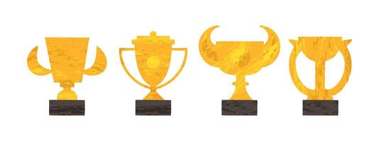 Gold winner cup with gilding effect. Trophy, victory, competition, challenge. illustration in flat style. vector