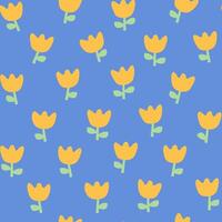 Seamless pattern with simple tulips. Abstract summer floral print. vector