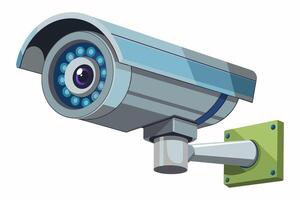 Security camera isolated on white background. Graphic illustration. Surveillance equipment. Concept of modern security technology, monitoring, protection. Print, logo, sign, design element vector