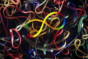 colorful elastics close-up seen from above photo