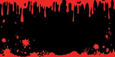 Grunge style Halloween background with blood splats and drips on a black background. vector