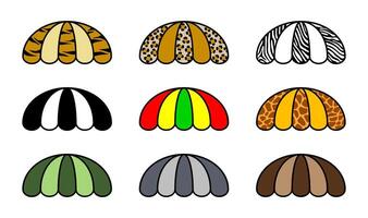 Bundle of shop umbrellas with wild animal patterns vector