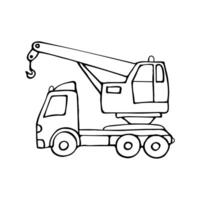 linear drawing of a machine with an excavator cabin on a white background in a cartoon style. vector