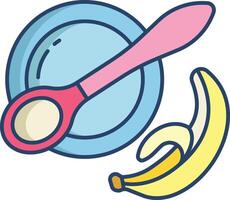 banana puree linear color illustration vector