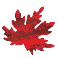 Bright red maple leaf flat isolated illustration on white background Abstract design handmade fall holiday print on fabric and paper greeting decorations discount sale vector