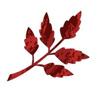 Dark autumn branch with leaves flat isolated illustration on white background Abstract design handmade fall holiday print on fabric and paper greeting decorations discount sale vector