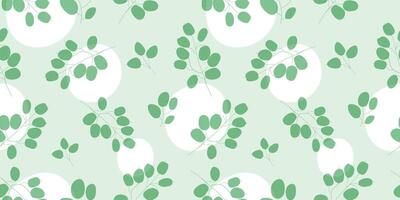 Seamless pattern with abstract silhouettes of leaves, branches, plants. Natural summer print. vector