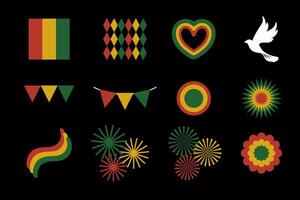 Collection of Juneteenth themed decorative illustrations vector