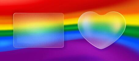Collection forms in style glassmorphism. Pride day . Colorful texture background . Templates for your design. vector