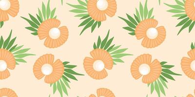 Kids nautical seamless pattern with seashell and pearl Flat design for kids Print on fabric paper cover wrap wallpaper Infinity print on fabric vector
