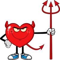 Devil Red Heart Character Deviled Fire Cartoon Character vector