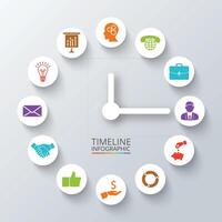 Watch infographic. Template for diagram, graph, presentation and round chart. Business concept with 12 options, parts, steps or processes. vector