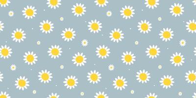 Seamless pattern with abstract daisies. Summer simple floral print. vector