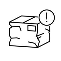 Linear damaged package box icon. Broken cardboard box. Box falls to the floor. Delivery concept. Problem with transportation, storage of goods. Line torn cargo box. Shipping crate vector