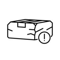 Linear damaged package box icon. Broken cardboard box. Delivery concept. Problem with transportation and storage of goods. Line illustration of torn cargo box. Shipping crate vector