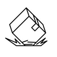 Linear damaged package box icon. Broken cardboard box. Box falls to the floor. Delivery concept. Problem with transportation, storage of goods. Line torn cargo box. Shipping crate vector