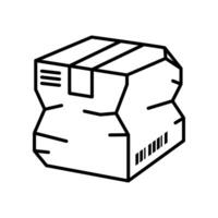 Linear damaged package box icon. Broken cardboard box. Box falls to the floor. Delivery concept. Problem with transportation, storage of goods. Line torn cargo box. Shipping crate vector