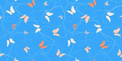 Seamless pattern with delicate fluttering butterflies. Summer abstract print. vector