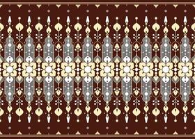 geometric and floral design on dark background, ethnic fabric seamless pattern design for cloth, carpet, batik, wallpaper, wrapping etc. vector