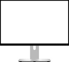 Computer Monitor. Wide Screen Lcd Display. Modern Flatscreen Technology Device Illustration. Electronic Equipment Front View with White Space Isolated on Background. Retina Glass. vector