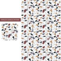Terrazzo Pattern. Seamless Marble Stone Texture. Granite Background. Abstract Rock Textile Print Venetian Design. Terazzo Mosaic of Home Patio. Colorful Pastel Repeat Fill. Concrete Material. vector