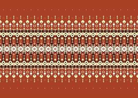 geometric design on deep red background, ethnic fabric seamless pattern design for cloth, carpet, batik, wallpaper, wrapping etc. vector