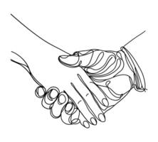 Continuous one line drawing of two hands vector