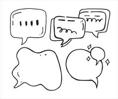 set of cute speech bubbles, in doodle style. vector