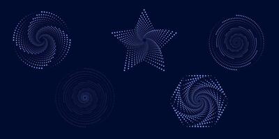 Set of abstract futuristic isolated elements Speedy interrupted lines different shapes Geometric technological shapes circle polygon star design element for logo frame tattoo tattoo web poster pages vector