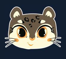Illustration of feline face in cartoon style. vector