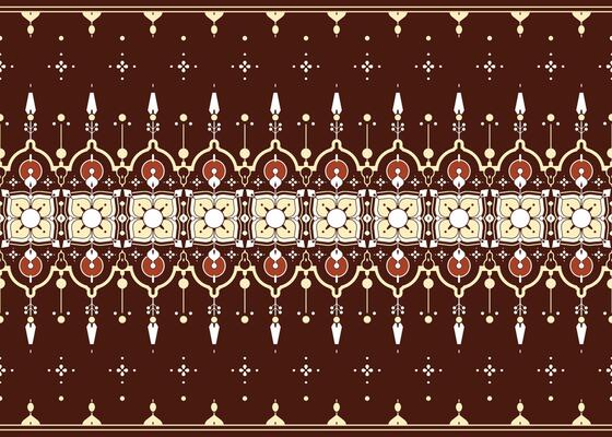 geometric and floral design on dark background, ethnic fabric seamless pattern design for cloth, carpet, batik, wallpaper, wrapping etc.