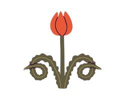 Desert bright flower in flat style. Hand drawn illustration. vector
