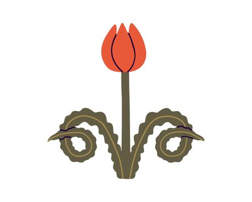 Desert bright flower in flat style. Hand drawn illustration.