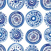 seamless pattern of blue ethnic patterns, circles and spirals. abstract print vector