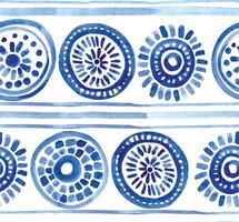 seamless pattern of blue ethnic patterns, circles and spirals. abstract print vector