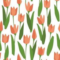 Seamless pattern with tulips. Abstract floral print. vector
