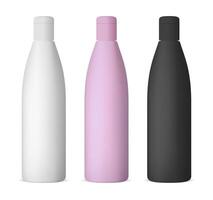 Set of cosmetic products on a white background. Cosmetic package collection for cream, soups, foams, shampoo. Object, shadow, and reflection on separate layers illustration. vector