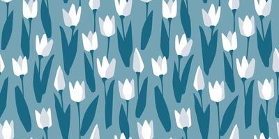Seamless pattern with tulips. Abstract floral print. vector