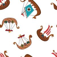 Seamless pattern with a drakkar. Design for fabric, textiles, wallpaper, packaging vector
