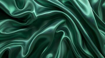 Elegant abstract green silk texture, satin texture, green silk wavy texture background photo