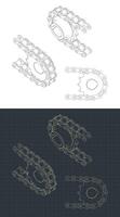 Cogwheel and chain close up vector