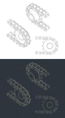 Cogwheel and chain close up