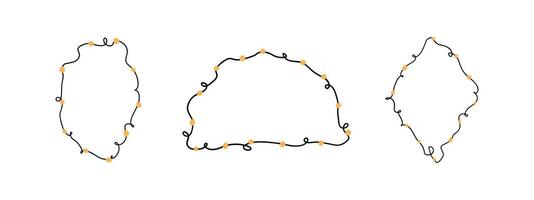 Set of garland is painted by hand. Holiday, party, coziness, frame. illustration in flat style. vector
