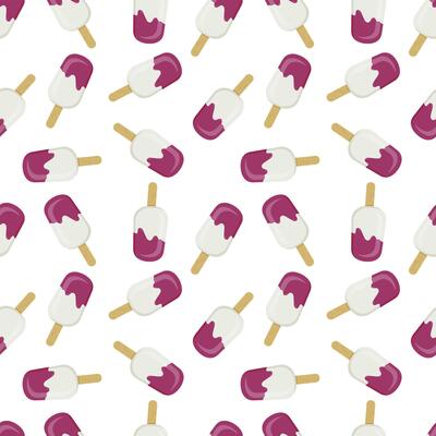 The pattern is seamless with ice cream on a stick in a glaze. For packaging, covers and backgrounds.