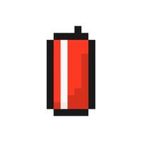 Pixel can of sweet soda icon. Red cold tin container for 8 bit fast food drinking and for storing beer and juice vector