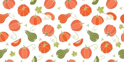 Seamless pattern with pumpkins. Abstract autumn print. vector