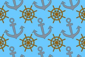 A seamless pattern featuring nautical elements like anchors and helms. Perfect for marine-themed designs and projects. vector