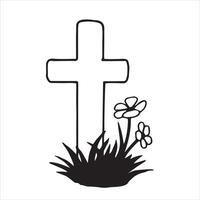 Illustration on the theme of US Memorial Day. Black and white drawing in sketch style, vintage graphics vector