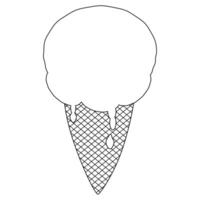 Coloring page with a refreshing illustration of an ice cream ball in a waffle cone. Perfect for relaxing, summer-themed designs and dessert related projects. vector